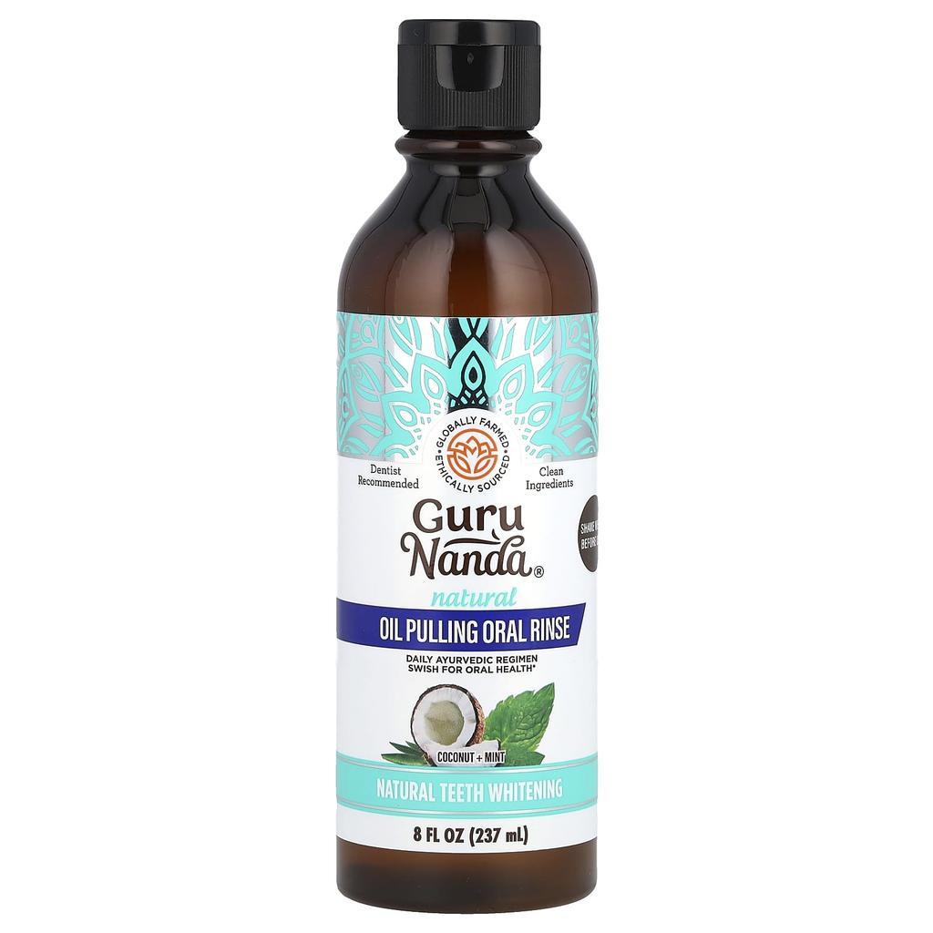 GuruNanda Natürliches aufhellendes Ziehöl, Kokosnuss + Minze, 237 ml (237 ml)