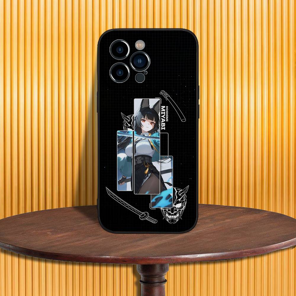 Etui Miyabi Hoshimi ZZZ na iPhone 17,16,15,14,13,12,11,Pro,Max,Plus,X,XS,SE4,E,Mini, Miękkie Czarne Etui