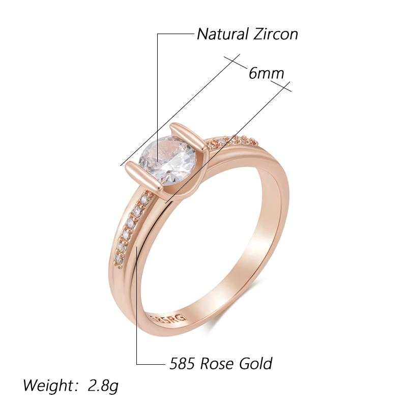 Shiny White Natural Zircon Wedding Ring For Women Luxury  Rose Gold Color Accessories Fine Daily Jewelry