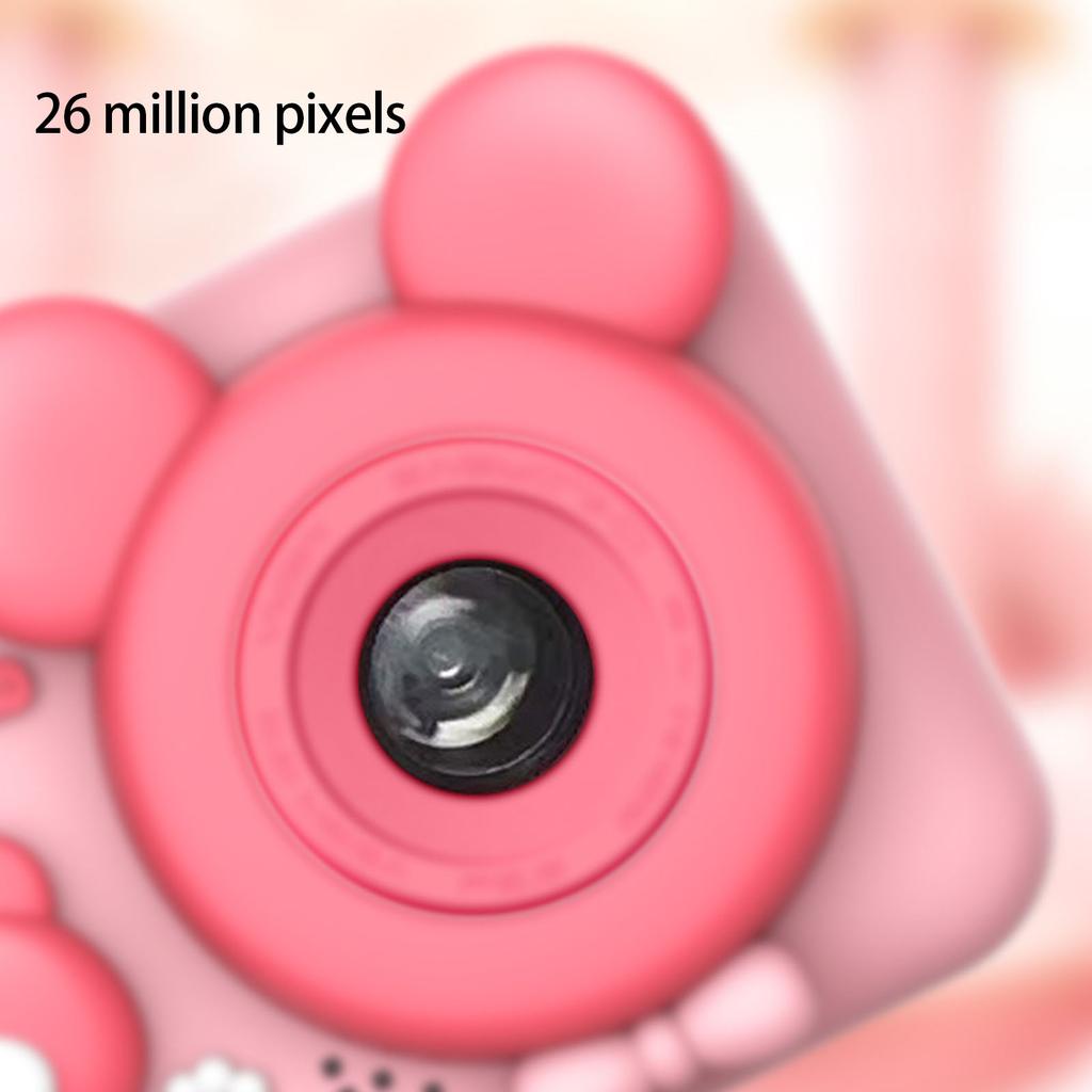 Childrens Digital Camera Adorable Bear Design Double Lens Photography Detachable Stand Simple Interface