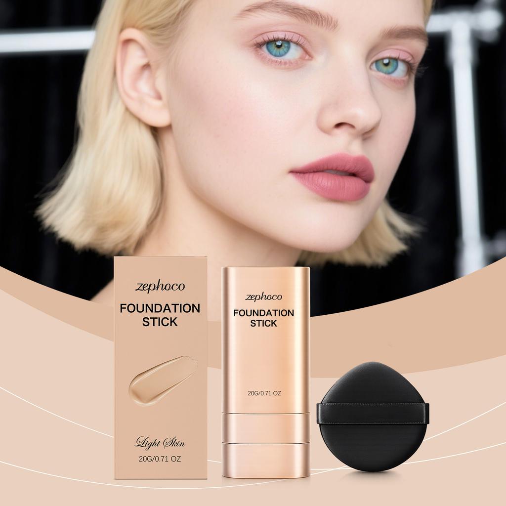 Sheer Concealer Foundation Stick (Light Skin Tone), Lightweight Watery Silky No-Cake Natural Look