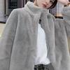 Women Coat Solid Color Double-Sided Velvet Coat with Pockets Warm Long-Sleeved Autumn Winter Outerwear