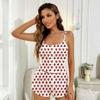 1011 Printed Pit Ribbed Homewear Sexy Suspender Underwear Shorts Pajama Suit Women