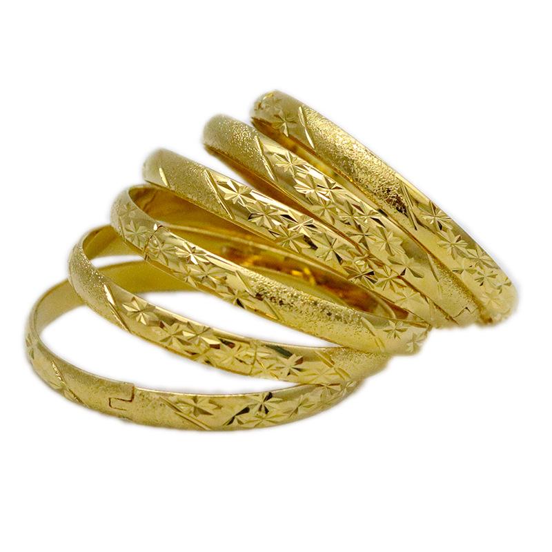 SHEIN TEMU Unisex 8mm Vietnamese Sand Gold Carved Bangle with Snap Opening and Vacuum-Plated Color Preservation