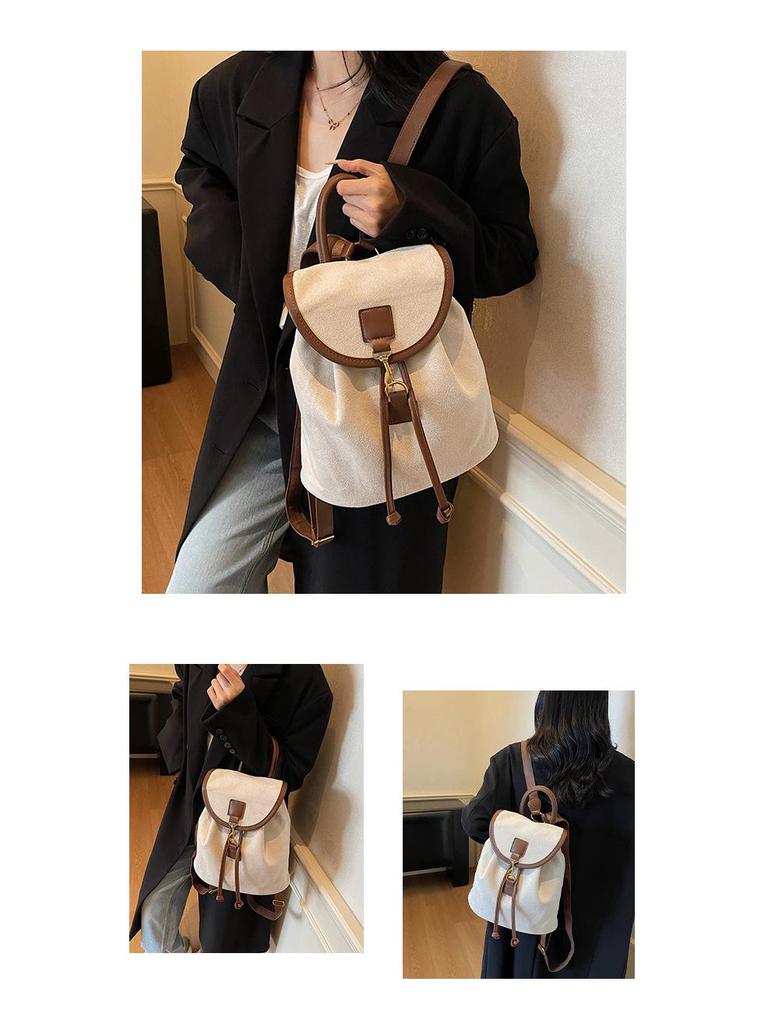 2025 Retro Wildleder Koreanischer Influencer-Stil Damenrucksack - Große Kapazität College- & Reisetasche