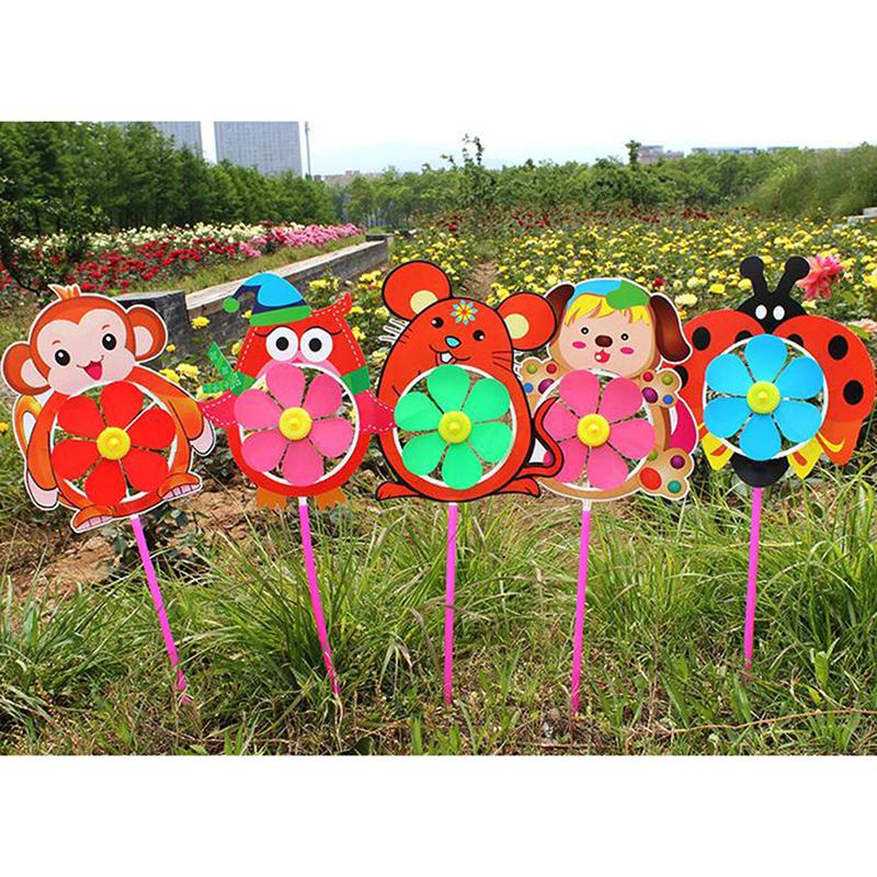 Lovely Cartoon Handmade Windmill Wind Spinner Kids Toys Yard Garden Decor
