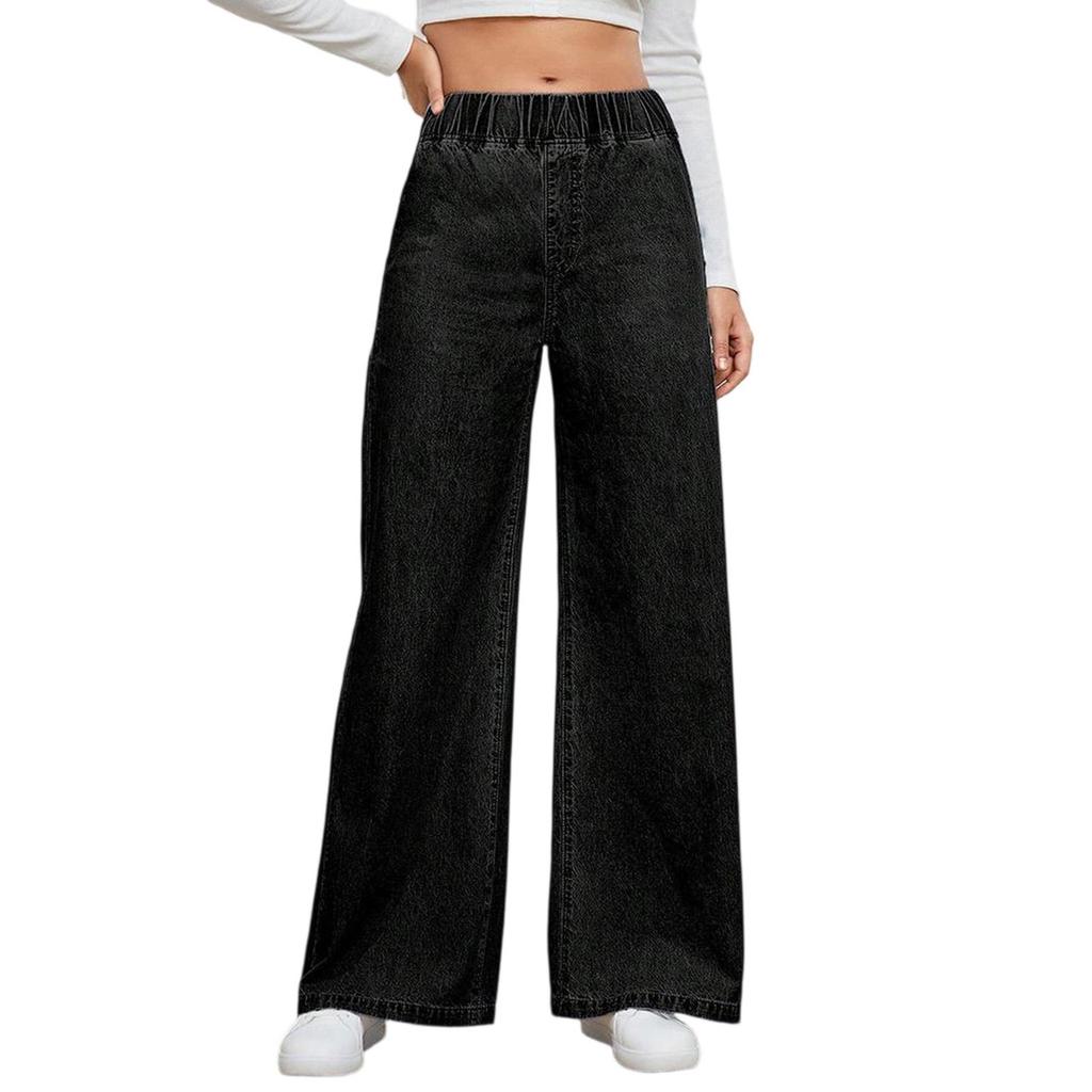 Women's Casual Loose Comfortable Fashionable Solid Color Wide-leg Jeans