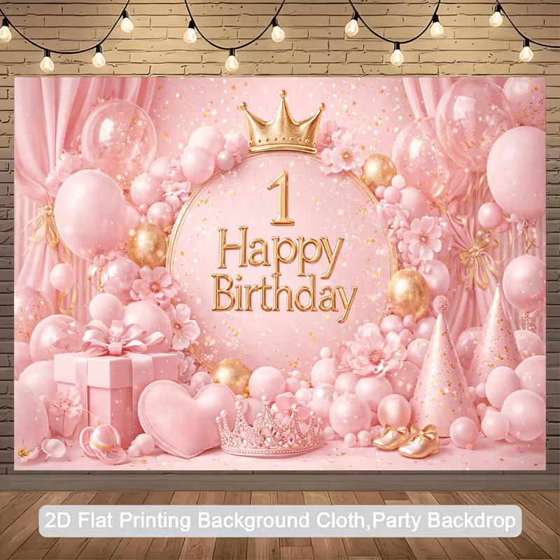 2D Navy Blue Gold 18th Birthday Backdrop, Happy 18th Birthday Photo Background with Balloons & Cake 47.2x31.5inch/120*80cm
