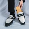 Fashion Summer Luxury Brand Slippers Men Casual Shoes Slip-on Fashion Platform Half Loafers Men Lightweight Leather Sandals Plus Size 46