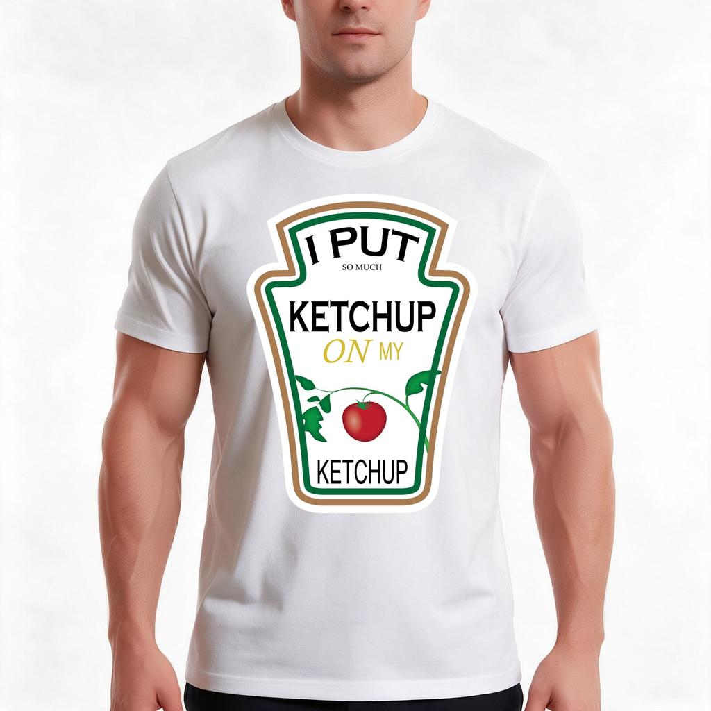I Put Ketchup On My Ketchup Tshirt Summer Casual Cotton Tee Oversized Streetwear Tops Vintage Graphic Print 100 Cotton
