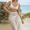 Holiday Hollow Out Long Dress & Sexy Bikini Set - Beach Cover-up with Sun Protection & Bandage Design