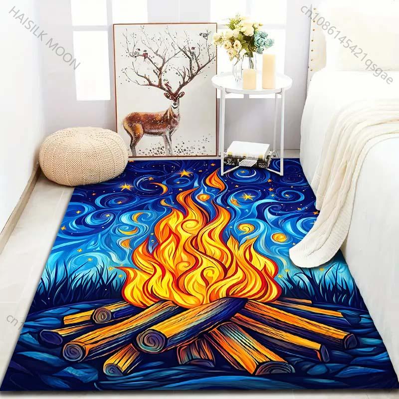 Tapijt met Sterrenhemel en Vreugdevuurprint voor Slaapkamer Woonkamer Bedzijde Bank Vloermat Moderne Huisdecoratie Vloerkleed Luxe Cadeau