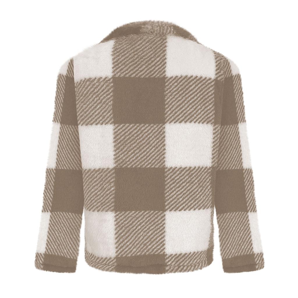 Women's Fashion Autumn-winter Plush Plaid Long-sleeved Loose Jacket