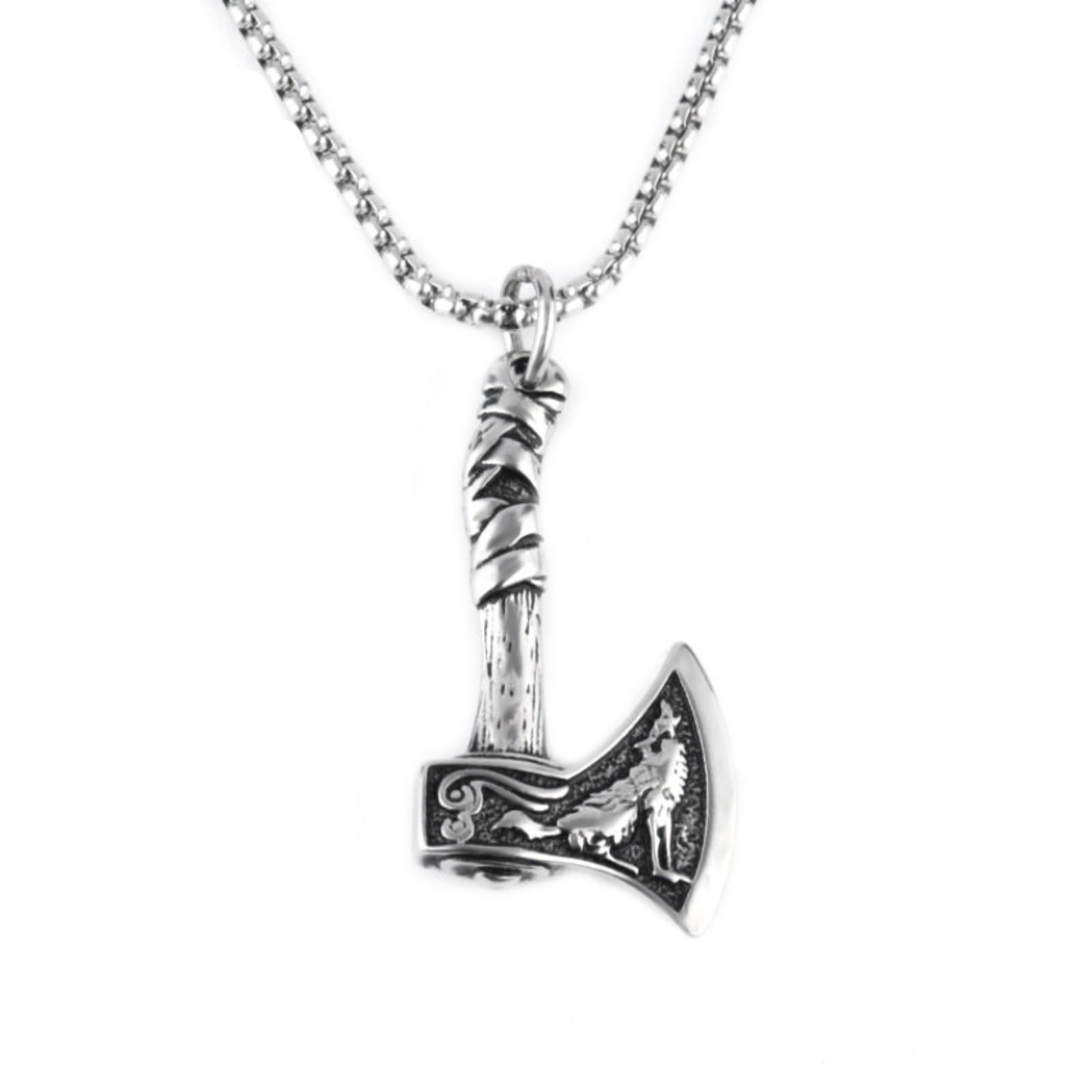 

Men s Stainless Steel Axe Pendant Necklace Chain Long Durable Men s Neck Accessory for Clubwear Fashion Jewelry One Size