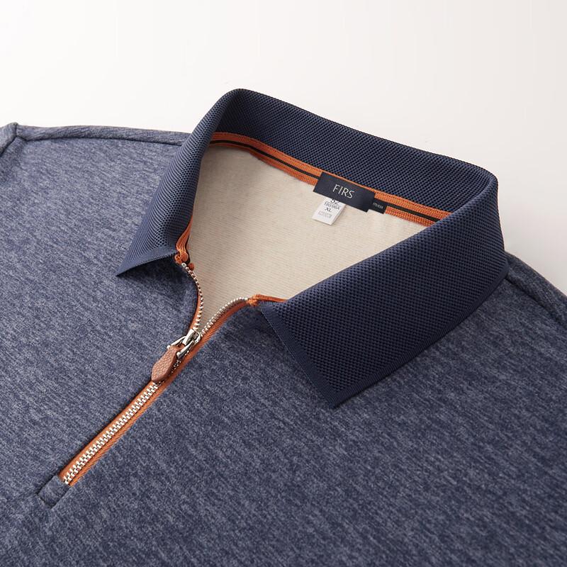 FIRS Men's Wool Silk Blend Long-Sleeve Polo Shirt