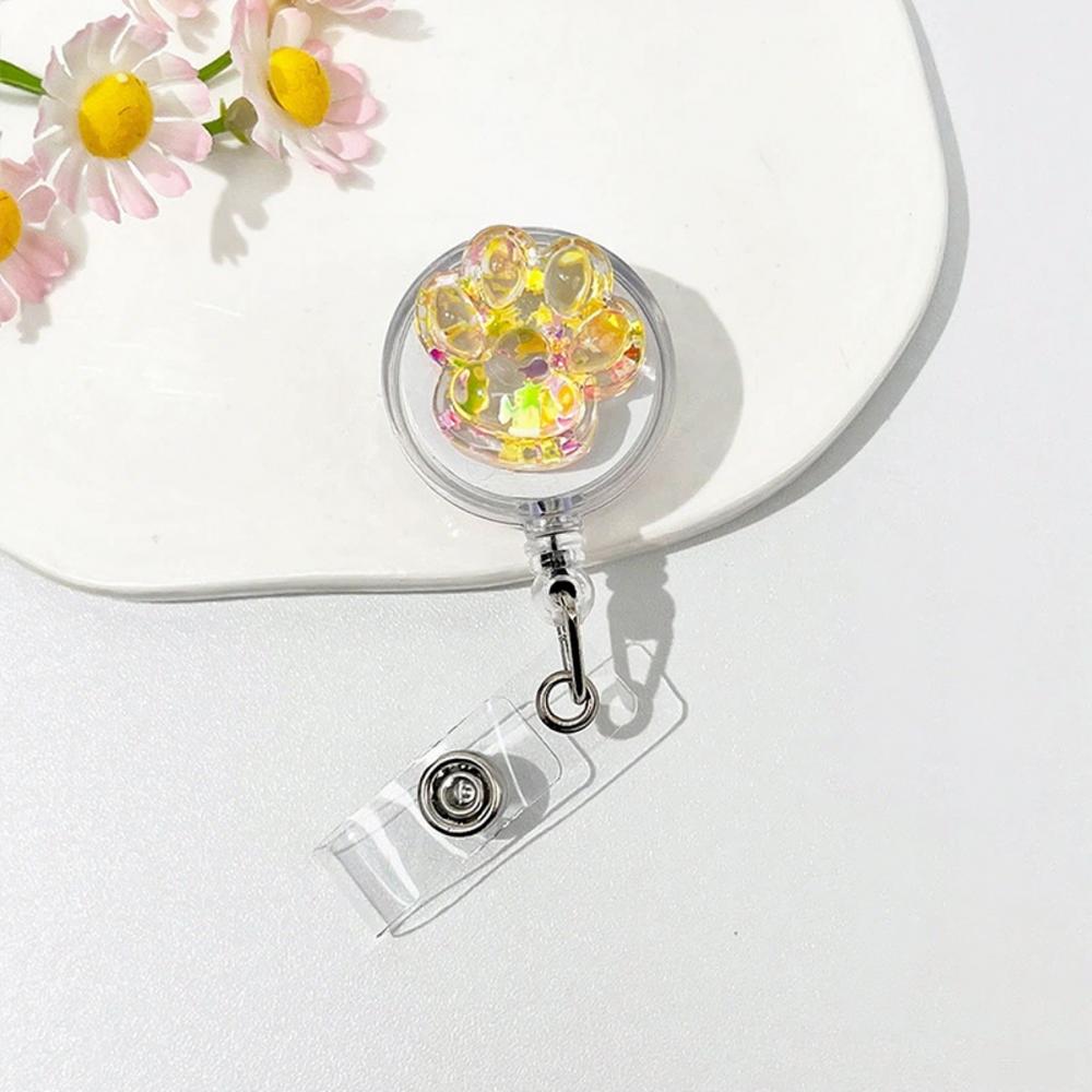 Clear Transparent Flower Retractable Badge Holders For Doctor Nurse Worker Student Name Id Card Holder Keychains Lanyard