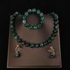 Temperament elegant: Set Brățară & Cercei Retro cu Lanț pentru Pulover, Jad & Cubic Zirconiu
