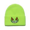 Beanie anime cartoon big mouth red eyes embroidery knitted hat pullover thermal hat autumn and winter wool hat female