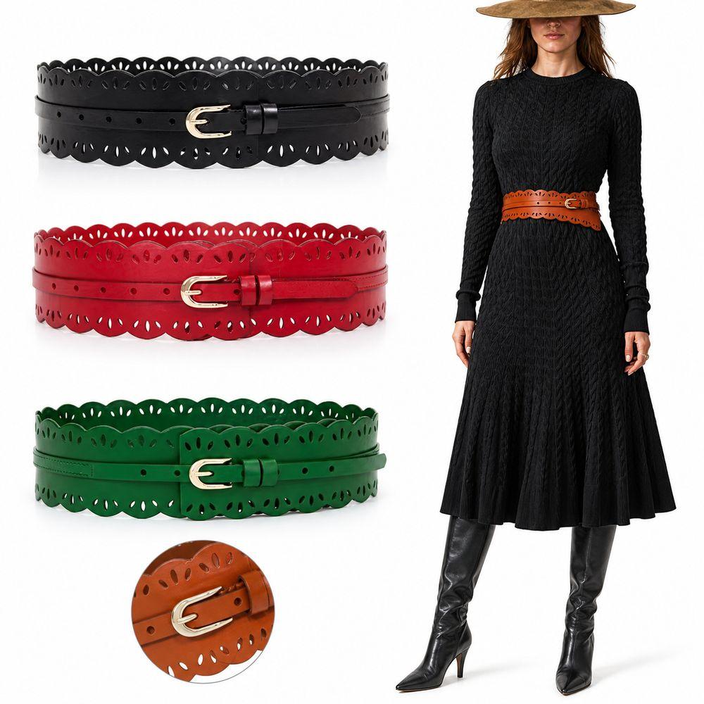 Leather Waist Cincher Corset Waist Belt Vegetable Tanned Leather Dress Waist Belt  for Women