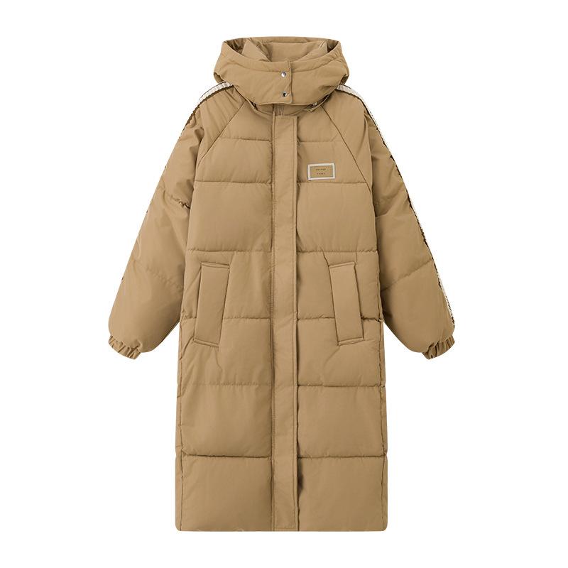 College style hooded padded jacket women's medium and long winter new knee thickened padded jacket