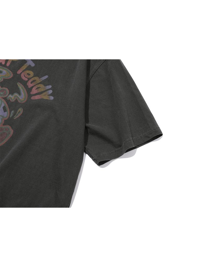 CPGN STUDIO Wake Up Teddy Pigment Short Sleeve T-Shirt Smoke Black