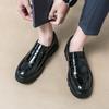 Fashion New Black Patent Leather Loafers Platform Men Shoes Round Toe Solid Slip-On Size 38-44  Mens Shoes