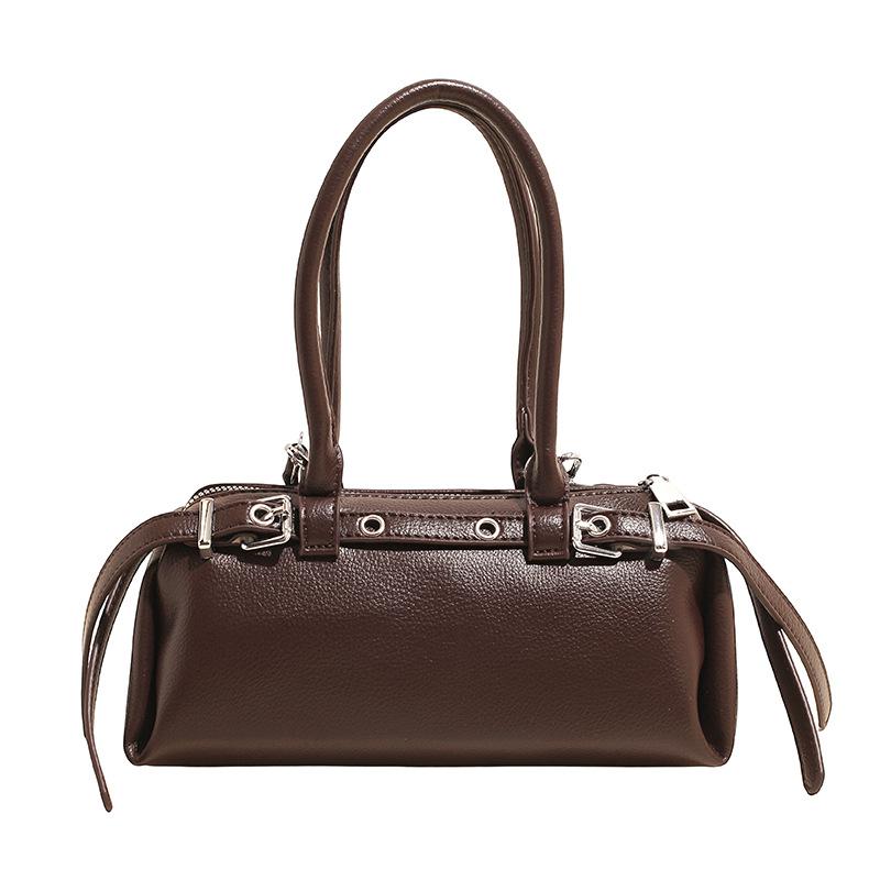 Elegant PU Handbag for Women Classic Barrel Shape Design with Dual Handles and Adjustable Shoulder Strap