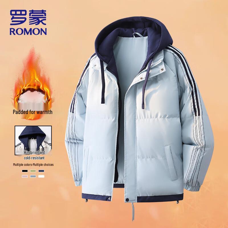 

ROMON Men s Faux Two-Piece Hooded Padded Winter Jacket S