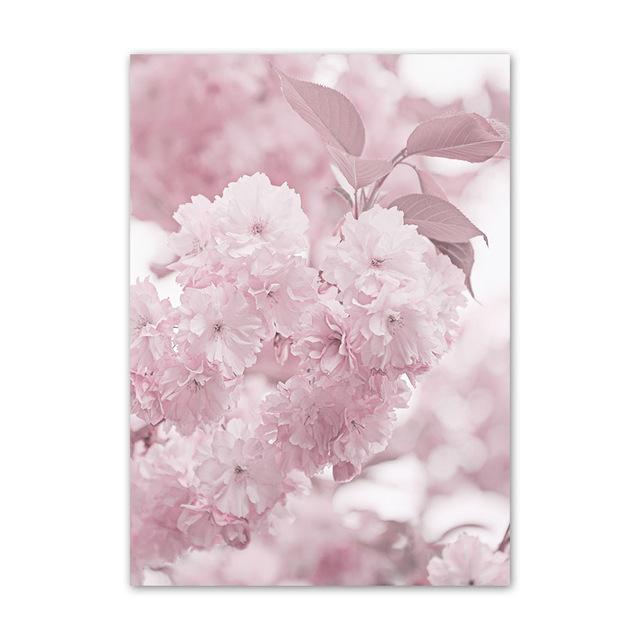 Nordic Minimalist Pink Flower Poster Peony Cherry Blossom Chrysanthemum Quotes Canvas Painting Wall Art Pictures for Home Decor