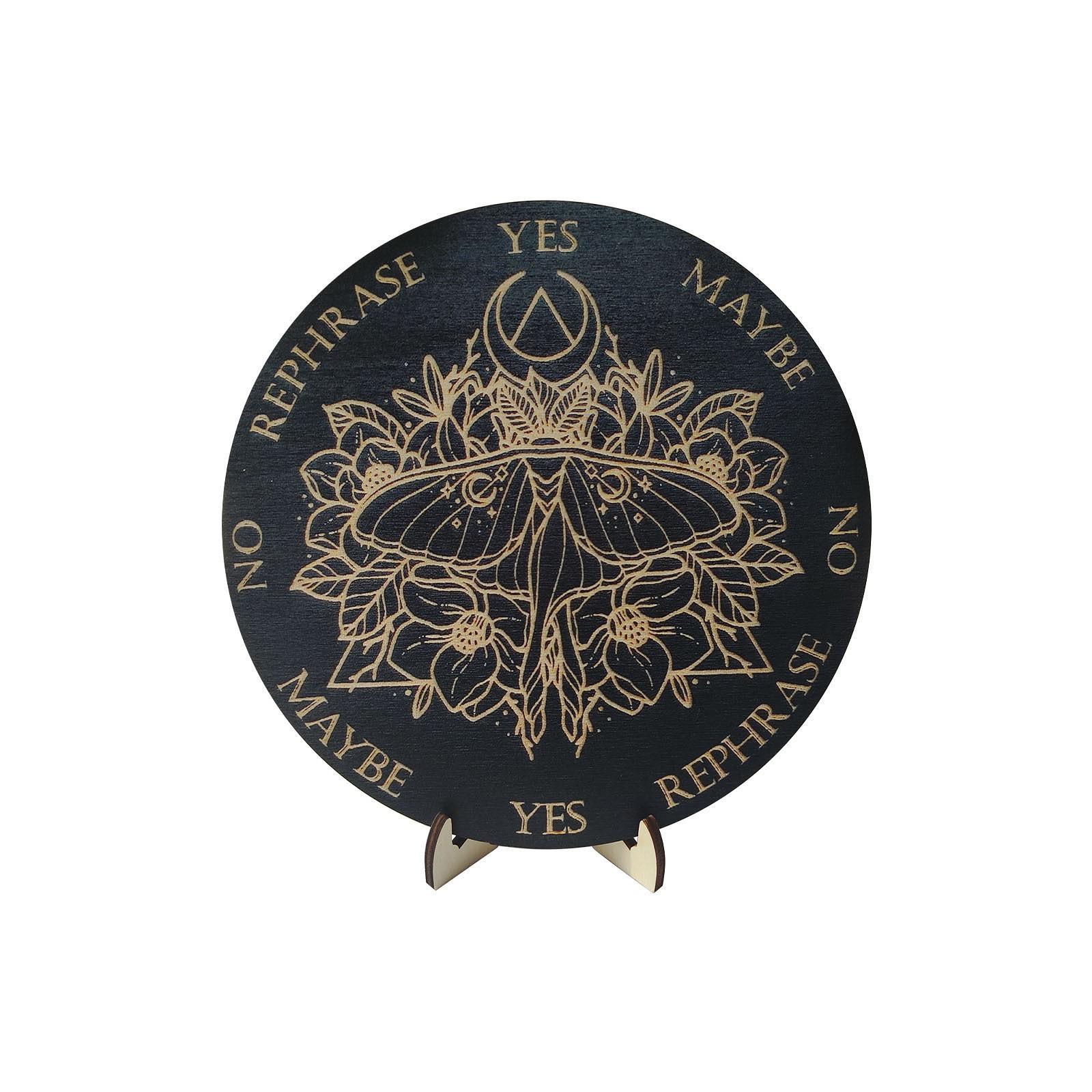 

Винтажный стиль Узор Лунный мотылек Деревянный декор Мистическое украшение для дома Круглая деревянная табличка One Size