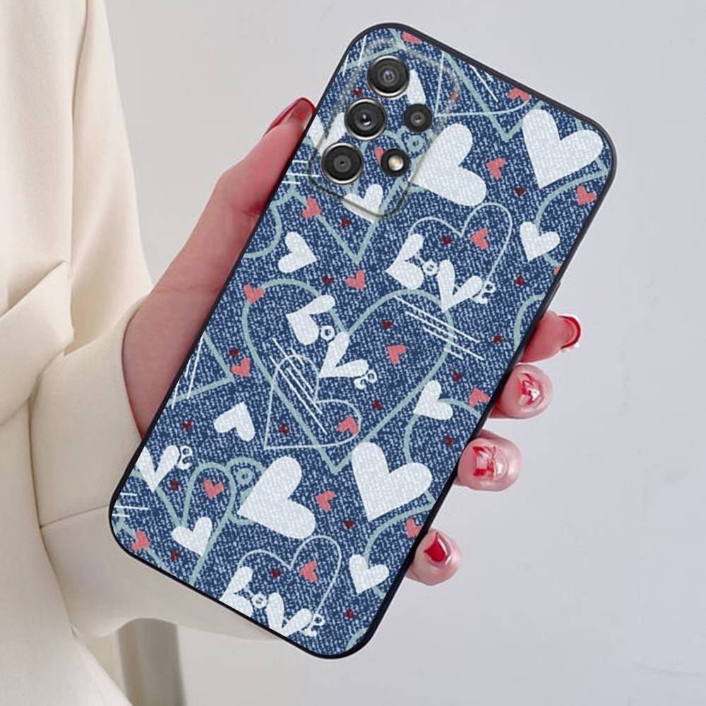 Jeans Cowboy Denim printed Phone Case For Samsung S24,21,22,23,30,Ultra,20,Plus,Note,10,9,Black soft silicone case