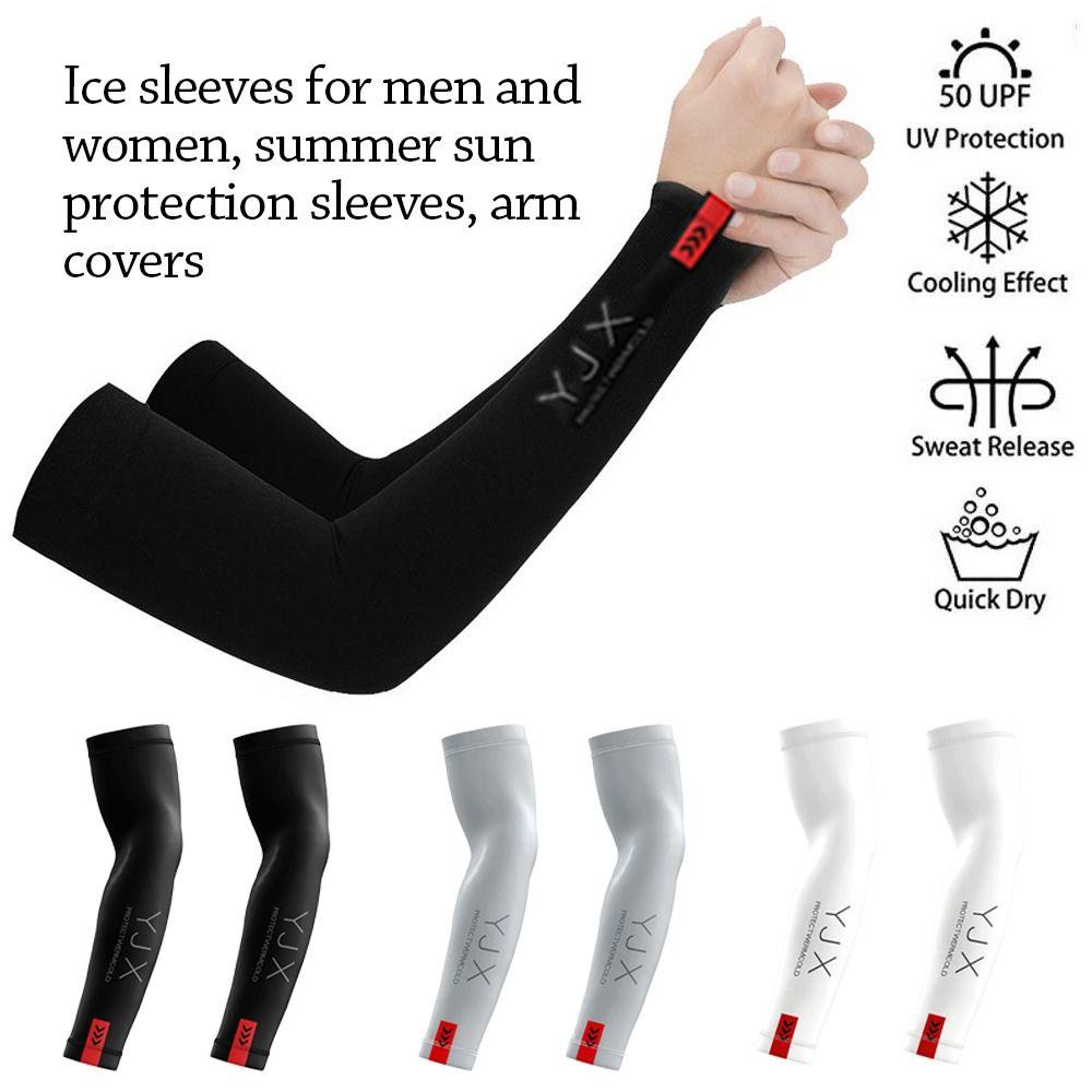 1Pair Elastic Summer Arm Sleeves Ice Silk Cycling Driving Gloves Sun Protection Arm Cover  Men Women