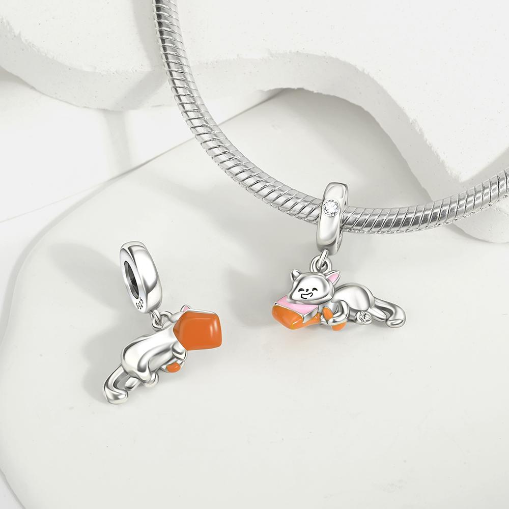 Charms Plata Cat Heart Swing Mothers Day Gift Copper Plated For Charms Copper Plated Original Bracelet For Jewelry Making