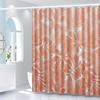 Tropical Orange Leaf Pattern Shower Curtain, Polyester Bath Partition, Machine Washable, All-Season Bathroom Decor