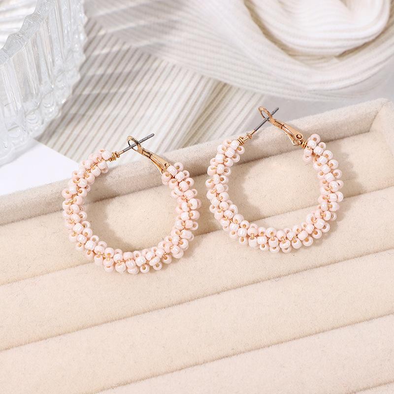 Original Bohemian Style Glass Seed Bead Winding Earrings for Women, Cute Little Earrings, Exquisite Handmade Tassel Rainbow