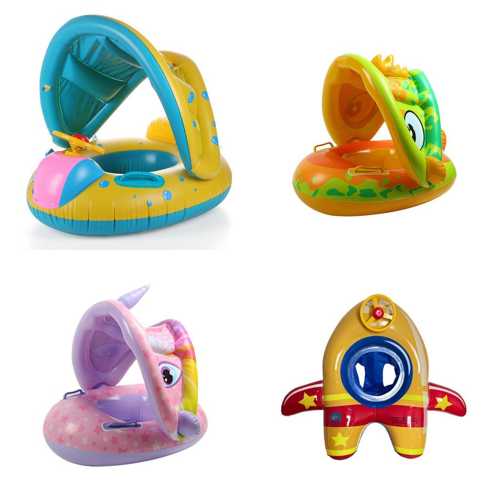 Aufblasbarer Schwimmring für Kinder mit Cartoon-Design, dickem PVC und großem Lenkrad für Wasserspiele