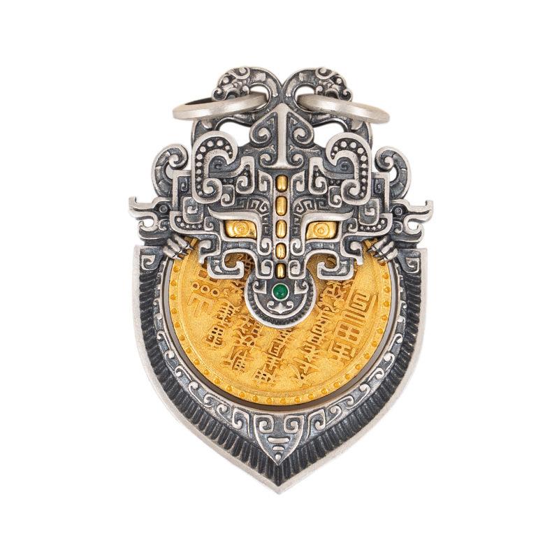 Halskette Tibetisch Taotie Berggeist Geldgriff Drehbar Retro Anhänger