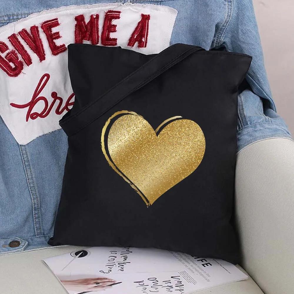 Women Shopping Bags Black Printing Foldable Handbags Eco Shopper Shoulder Bag Canvas Tote Environmental Storage Handbag