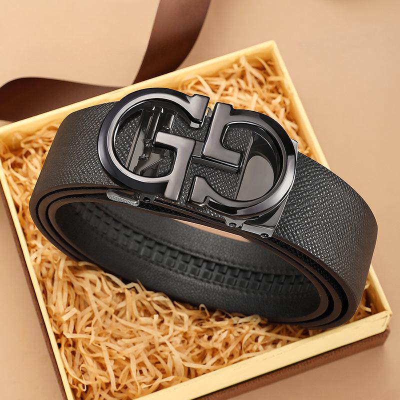 Men's Belt Automatic Buckle Selection Cowhide Fashion Genuine Leather Belt Men Middle Aged and Young Casual Business Trend Belt Men