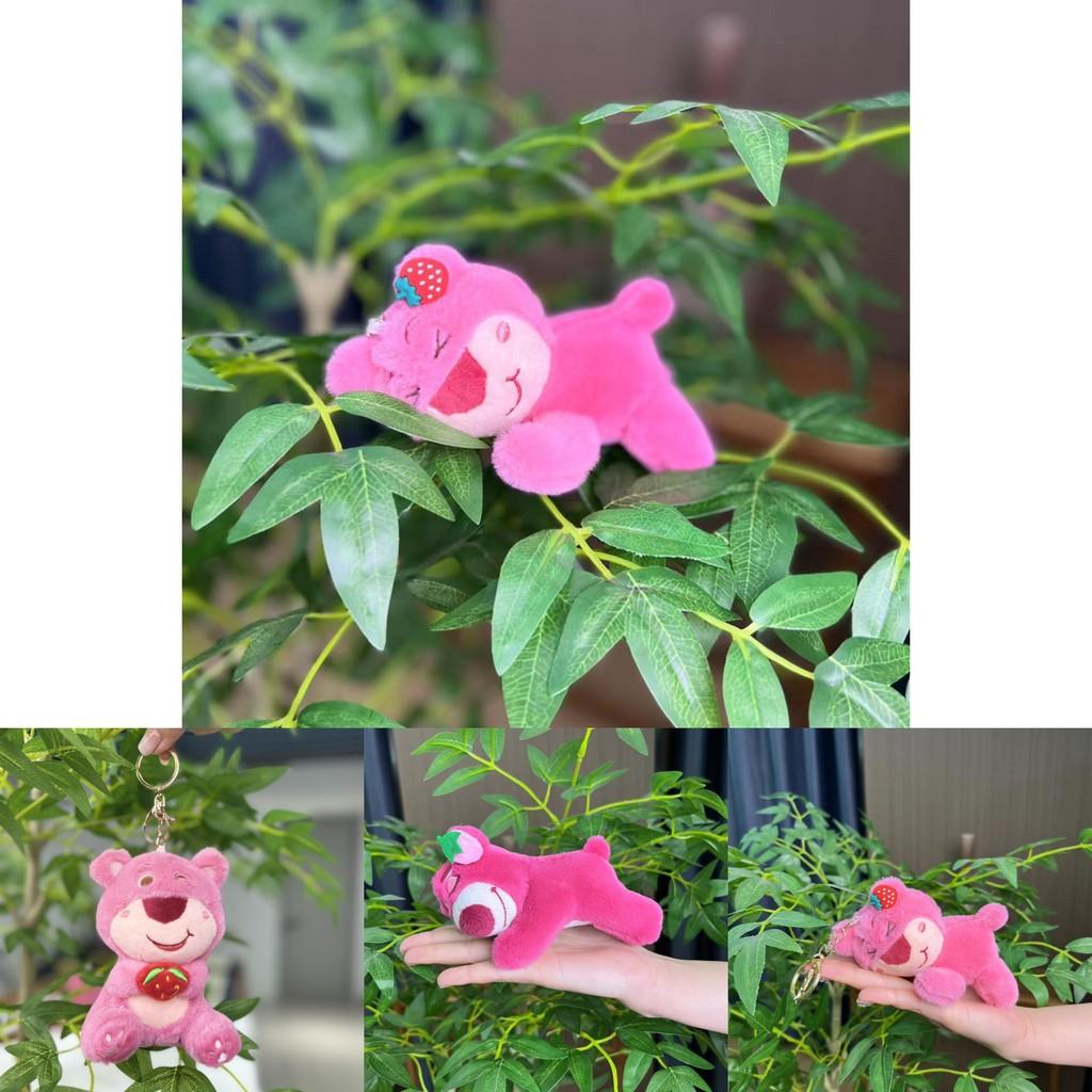 Adorable Pink Strawberry Bear Plush Toy Pendant  Keychains Bags Accessories Girls
