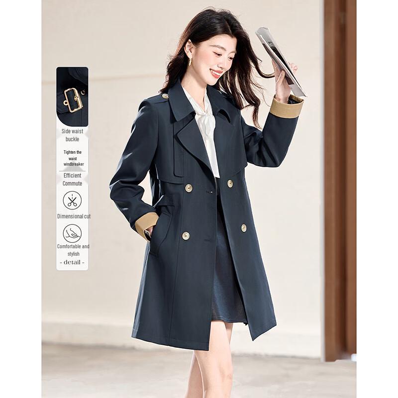 Women s British Style Lapel Trench Coat M