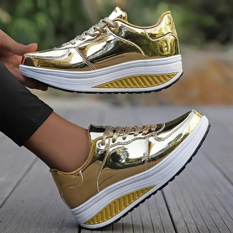 

Gold Silver Sequined Mirror Rockers Women s Shoes Student Casual Sneakers Color Fashion Single Shoes Large Size 36 золотой