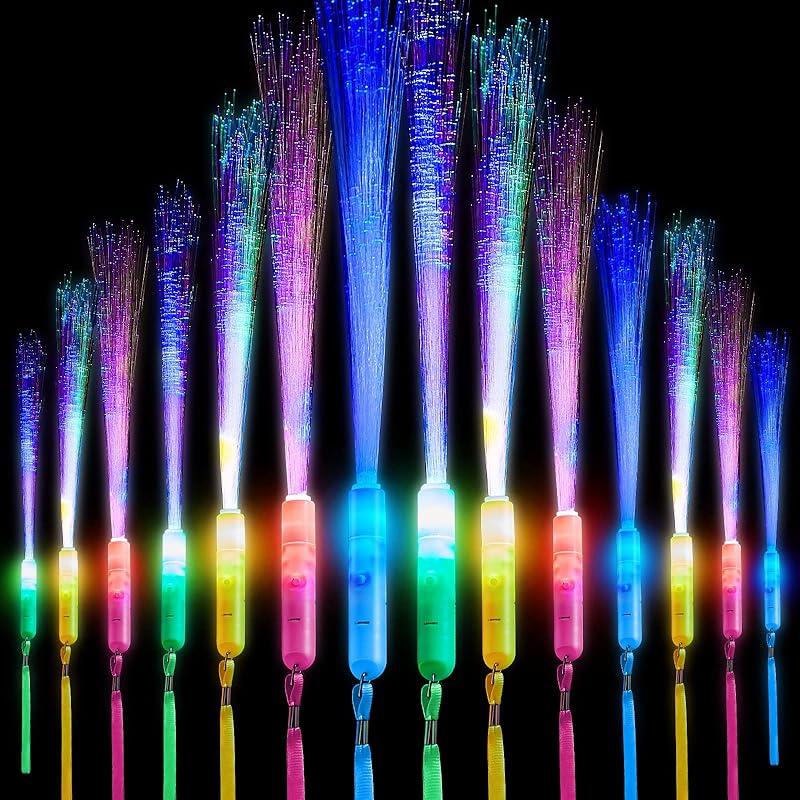 Lewtemi 60 шт. Светодиодная палочка-волокно, светящаяся палочка, палочка со светодиодной подсветкой, оптом, с 3 режимами мигания, мигающие палочки с батарейками в комплекте для дня рождения Novel Colors Multicolor