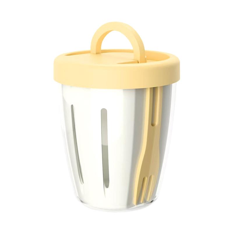 Pp+Silicone Fruit Cup Compartments Leak-Proof With Draining Salad Cup Portable Snack Parfait Containers For Women