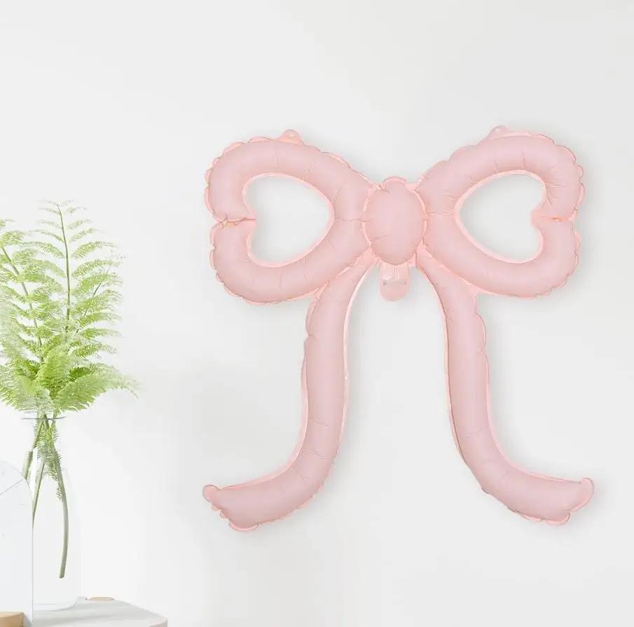 1PCS Bows Balloons Pink Beige Bowknot Party Decorations for Baby Shower Bridal Engagement Wedding Balloons Photo Props Supply
