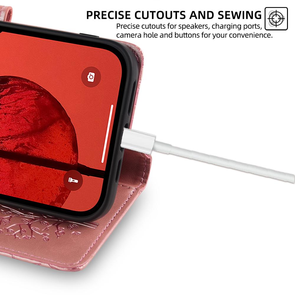 Für Realme GT5 Pro 5G Hülle Hirsch Baum Geprägt PU Leder Flip Wallet Handyhülle