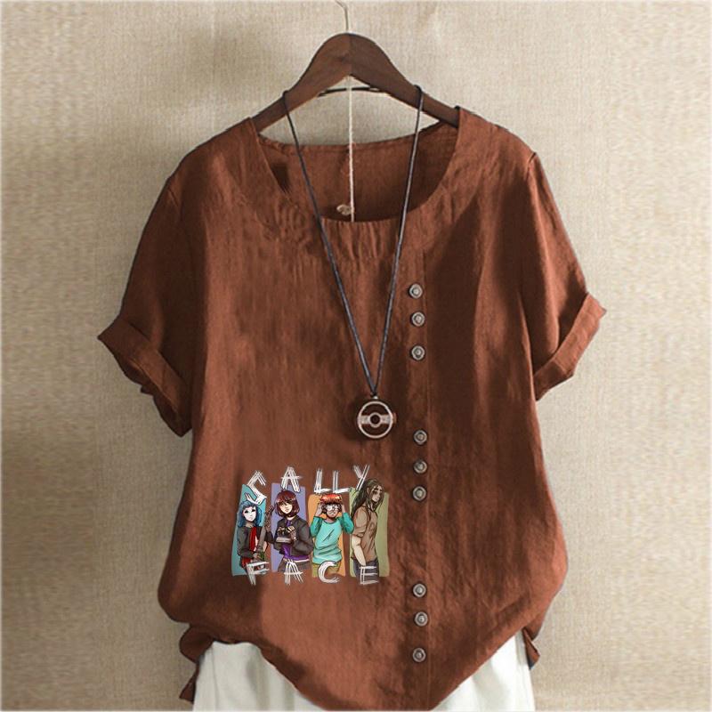Women's Fashion Friends Prined Short Sleeve T-shirt Loose Cotton Shirt Casual Loose Summer Blouse Tops Plus Size