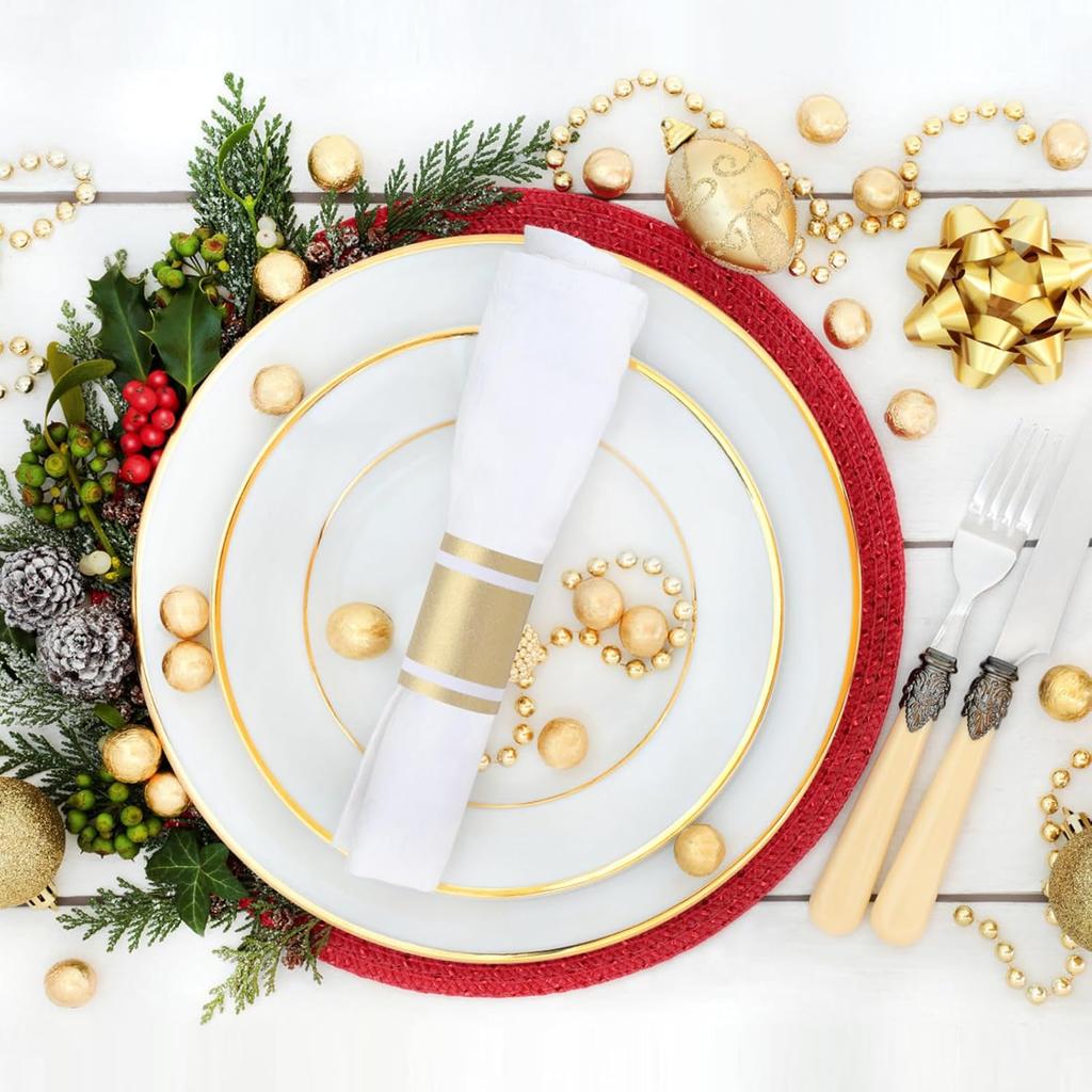 Gold Napkin Bands, Paper Napkin Rings Self Adhesive,Silverware Wraps Bands,Table Setup Wedding Event Party Supply,200 Pcs/Gold,NB-200-1Gold