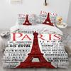 France Paris Eiffel Tower Romantic Comforter Bedding Set,Duvet Cover Bed Set Quilt Cover Pillowcase,King Queen Size Bedding Set