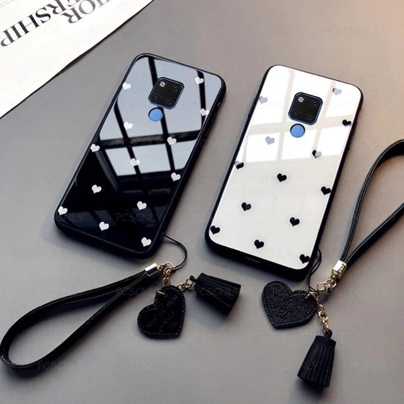 

Стеклянный чехол для Huawei Mate 20X 8 9 10 20 30 40 50 Pro Lite 40Pro + Plus модный жесткий чехол для телефона с сердечком и сердечком